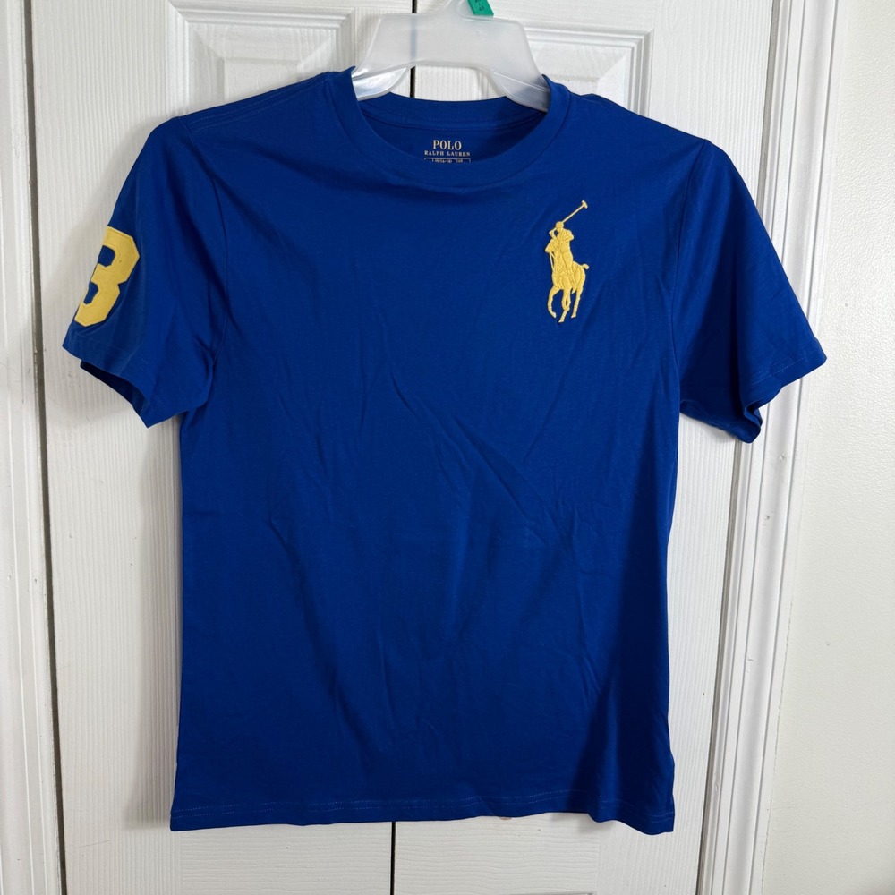 Polo Ralph Lauren Big Pony Tee Size L 14-16 Blue Preppy Varsity Sport T-Shirt